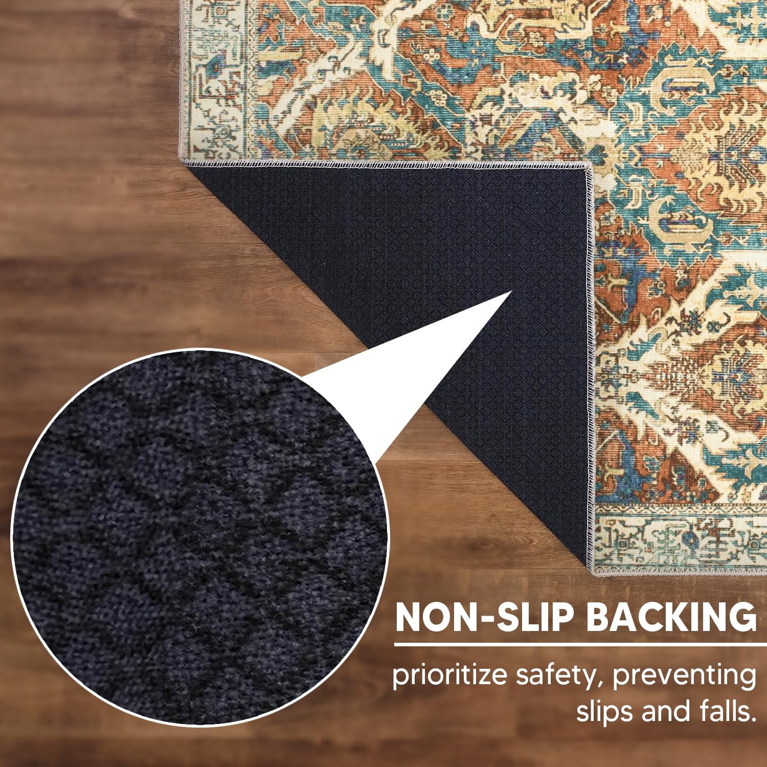 Keen Home Design Machine Washable Area Rugs with Non-slip Backing, Ideal for Hallway, Living Room, Bedroom, Kitchen and Laundry Room, Vintage Moroccan and Low Pile Rug - ( 9' x 12' )