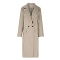 thumbnail image 3 of XFLWAM Long Trench Coat for Women Soft Wool Lapel Double Breasted Pea Coat Casual Business Solid Outwear Winter Essentials Beige XL, 3 of 5