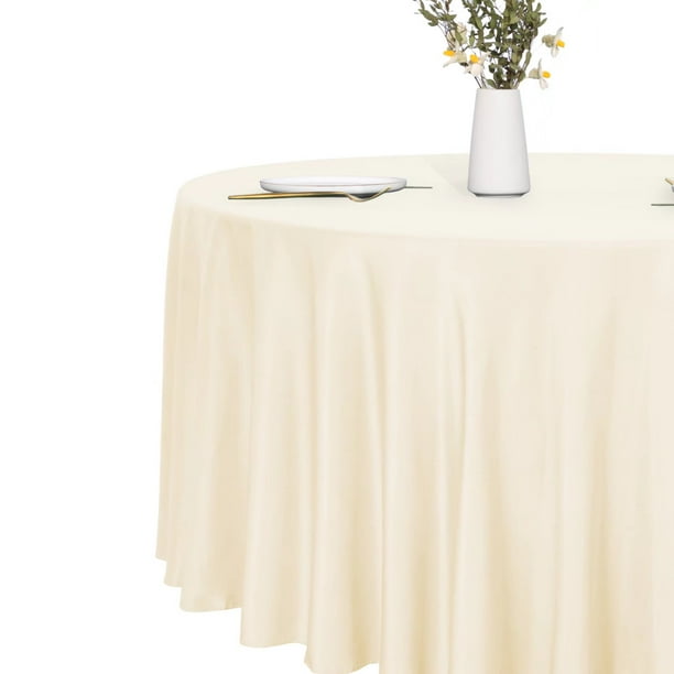 LUSHVIDA Round Tablecloth -108 inch Beige- Stain and Water Resistant ...