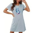 thumbnail image 4 of Mrat One Pyjama Robe de Nuit pour Femmes Manches Courtes Chemise de Nuit Décontractée Imprimée Robe de Nuit Ample Confortable S-92 Bleu P, 4 of 7