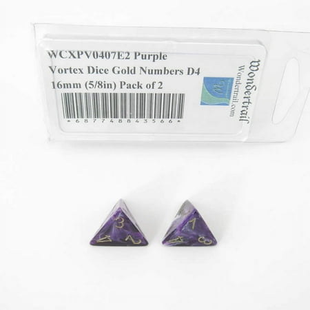 Purple Vortex Dice with Gold Numbers D4 Aprox 16mm (5/8in) Pack of 2 Wondertrail price history on PriceWatchPro