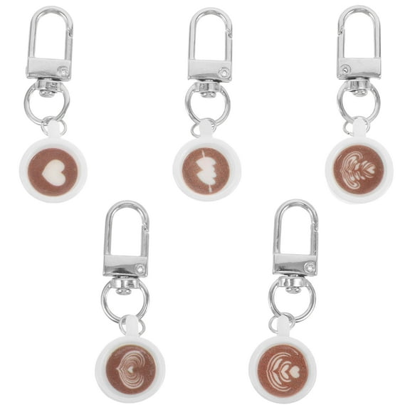 OUNONA 5pcs Coffee Cup Keychains Set Cute Keychains Gift for Women Teen Girls Birthday Party Accessories Purse Wallet Charms