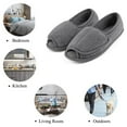 thumbnail image 7 of Diabetic Slippers for Women Memory Foam Arthritis Edema Adjustable Open Toe Swollen Feet House Shoes, Grey 8, 7 of 7