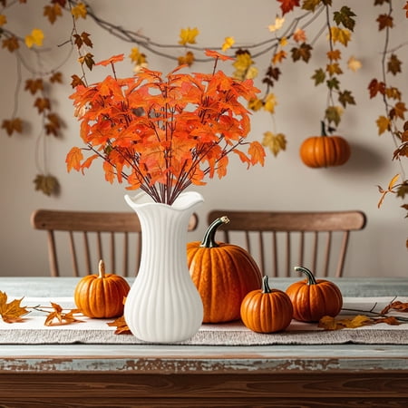 Konghyp 2Pcs Maple Leaves Decoration Simulated Maple Branch Fall Decor for Halloween Festive Vibe for Home and Event Reusable Plastic Leaves Elegant Autumn Display