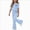 A278-Light Blue, variant on Girls Tracksuit Kids Cute Bow Print Short Sleeve T Shirts And Flared Trousers Set 2 Piece Outfits Teens School Gym Street Dance Active Wear Casual Sweatsuit 8-9 Years