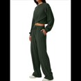 thumbnail image 1 of Conjunto de Chándal de 2 Piezas para Mujer: Sudadera Corta con Parte Delantera y Pantalón Deportivo de Pierna . Conjunto de Estar por Casa. Verde Oliva XL, 1 of 8