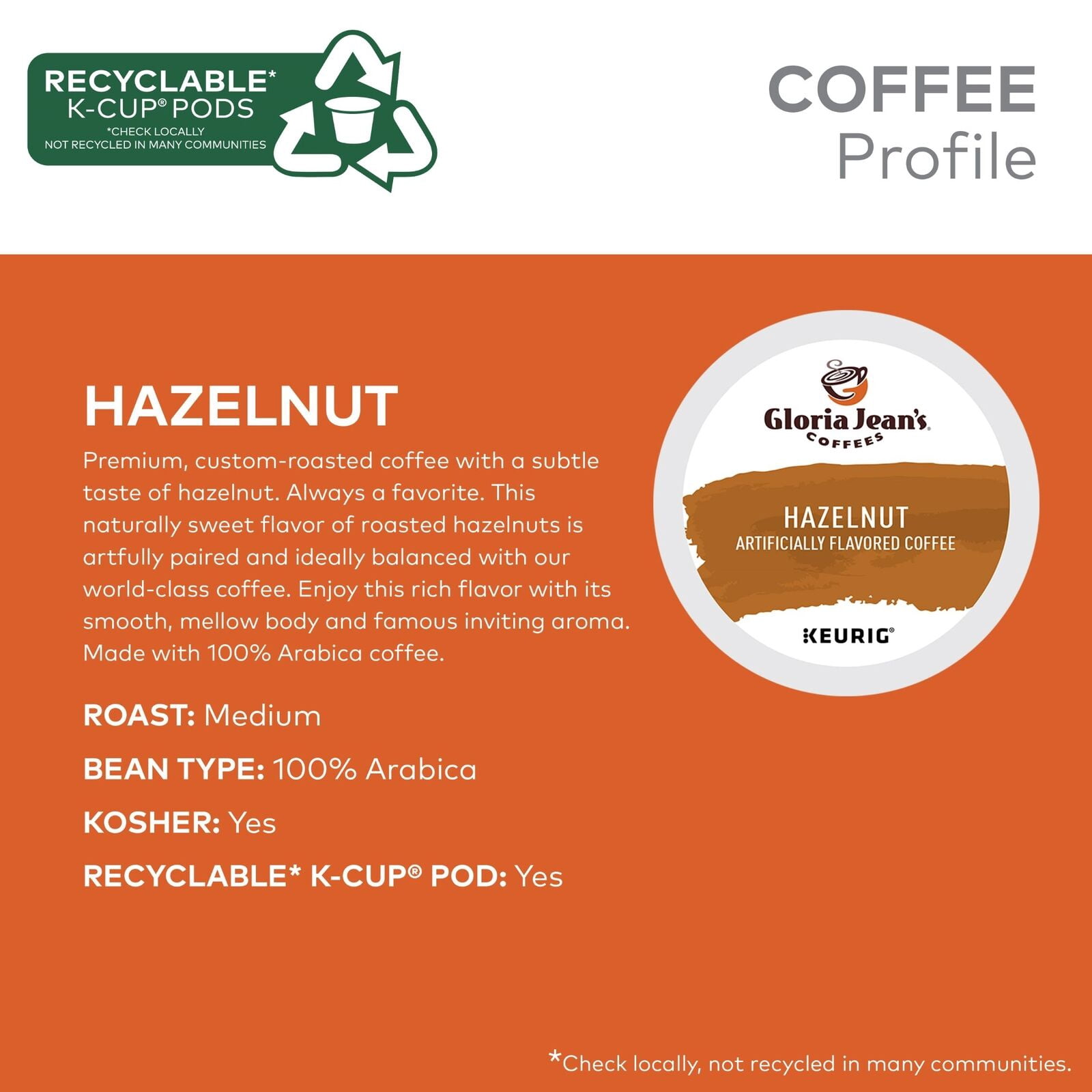 Gloria Jean'S Hazelnut Keurig K-Cup Pods, Medium Roast Coffee, 48 Count