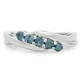 thumbnail image 3 of Dazzlingrock Collection 0.35 Carat (ctw) 925 Sterling Silver Round Blue Diamond Bridal Five Stone Wedding Band 1/3 CT, Size 5.5, 3 of 4