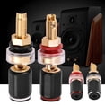 thumbnail image 1 of 2 Pcs Black  Red Free Welding Copper Speaker  Terminal for 4mm Banana Plug, 1 of 8