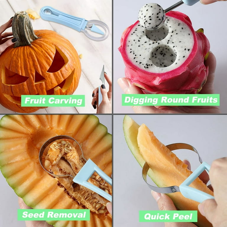 Melon Baller Scoop Set,Professional 4 In 1 Stainless Steel Watermelon  Cutter Fruit Carving Tools Set - Walmart.com