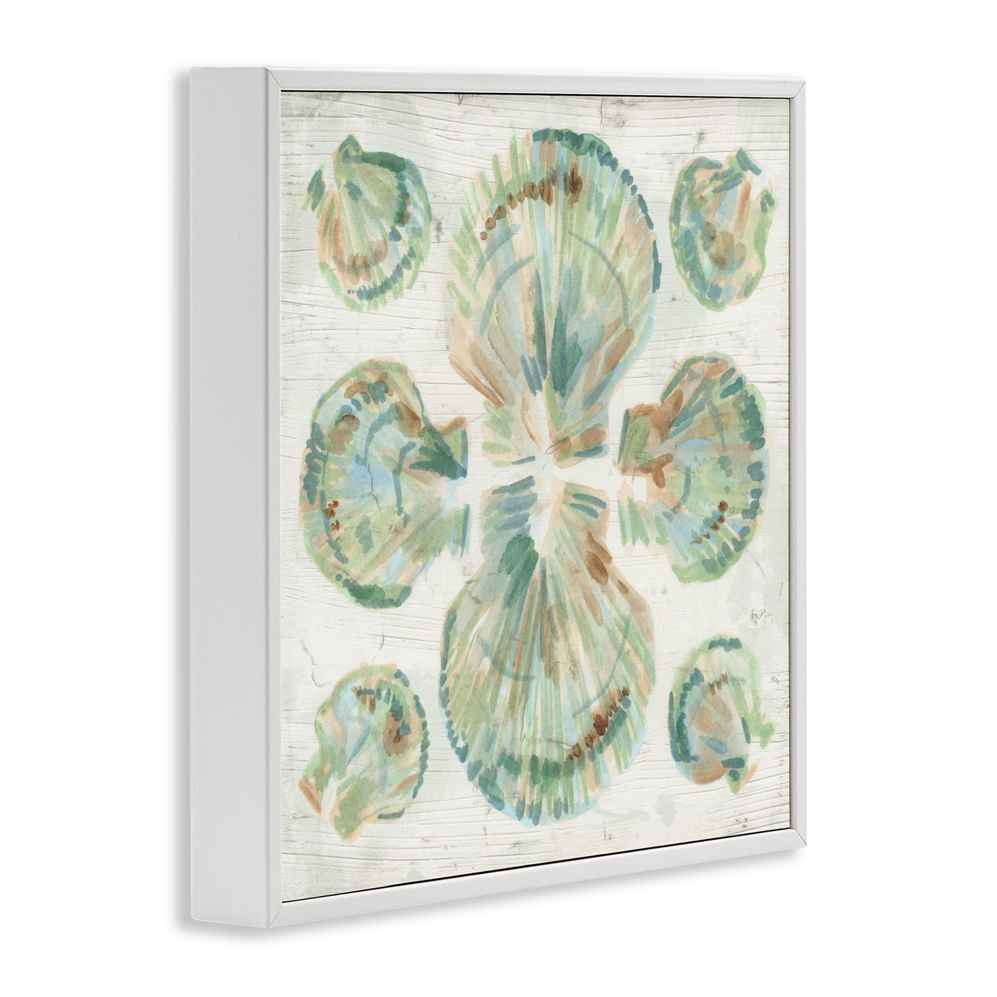 Stupell Industries Saltwashed Shells Symmetry White Framed Giclee Art, design by June Erica Vess
