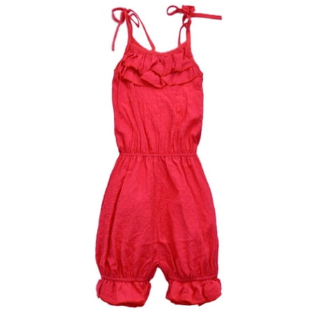 Lele For Kids Little Girls Red Ruffle Accent Tie Shoulder Strap ...