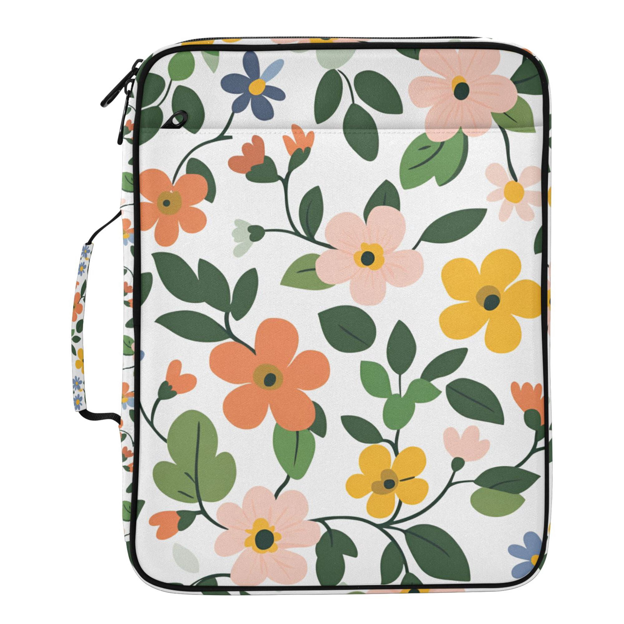 FORMRS Accordion File Folder A4 Size 7-Pocket Expanding Document Organizer Bag with 3 Ring Binder, Retro Colorful Flowers