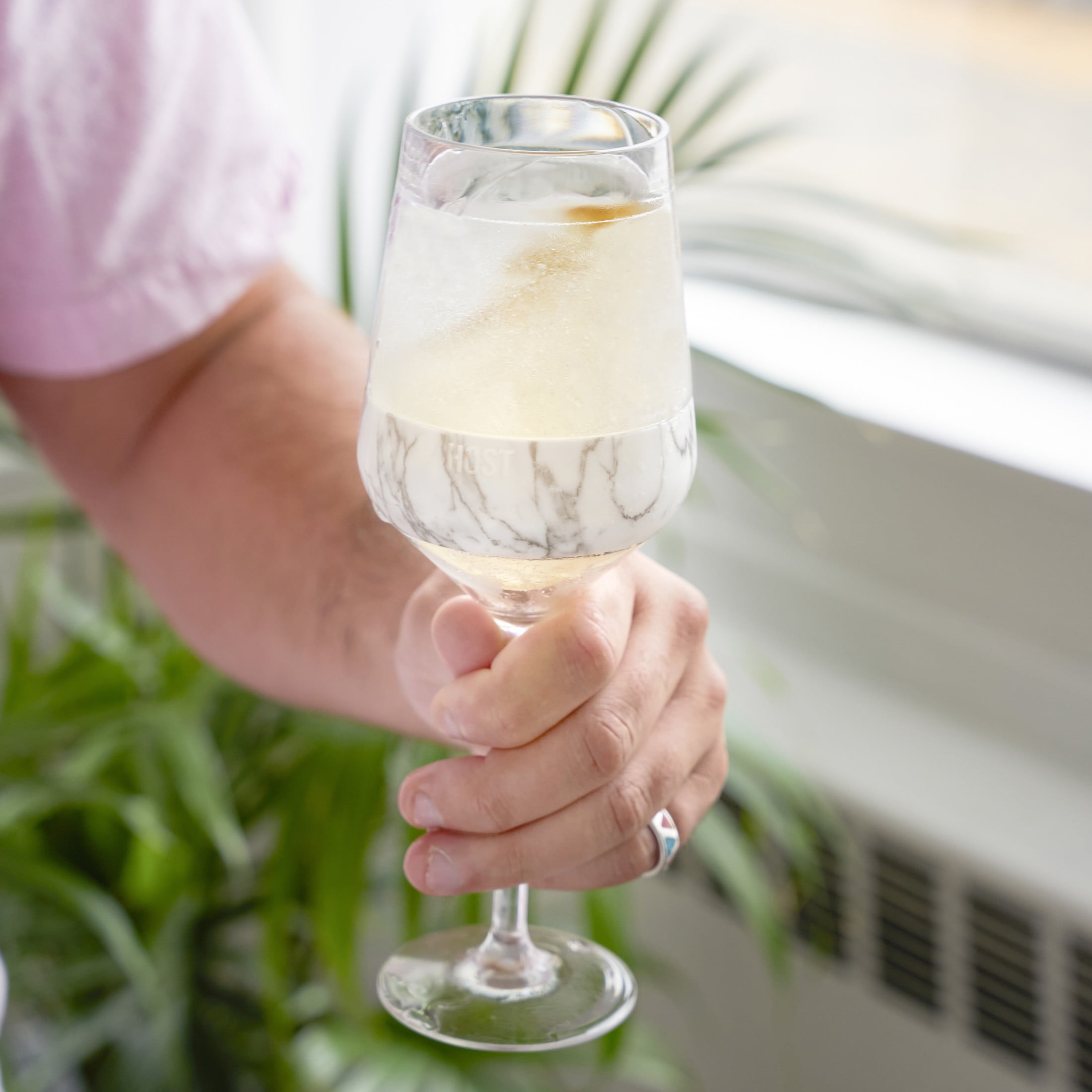 Host Freeze Stemmed Wine Glasses, Cooling Cups, 6.5 oz, Set of 2, Marble
