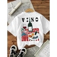 thumbnail image 4 of Aiyino Wine & Fruit Print T Shirt Women's Vino Graphic Crewneck Summer Casual Hawaiian Vacation Blouse,White L, 4 of 9