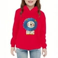 thumbnail image 2 of fnnxnal Toddler Red Kids Hoodie 3T - Cartoon Lion Graphic Polyester Lightweight Quick-Dry Easy Care for Everyday Wear & School, 2 of 5