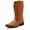 Brown, variant on Men's Classic Western Cowboy Boots – Pointed Toe Embroidered Tall Boots with Pull Tabs, 4cm Block Heel, Black & Brown Leather-Look Riding Boots for Men