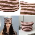 thumbnail image 4 of Aosijia Women Striped Knitted Crochet Hat Cat Ear Beanie Hat Winter Warm Slouchy Hat (B), 4 of 11