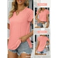 thumbnail image 6 of Xuanfei Women V Neck Ruched Short Sleeve Slit Hem Solid Color T-Shirt, 6 of 6