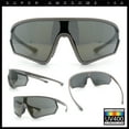 thumbnail image 2 of Mens Classic Oversized Shield Color Mirror Wrap Around Sport Plastic Sunglasses Grey - Gold Mirror, 2 of 8