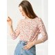 thumbnail image 2 of Allegra K Blusa Top Floral Con Ribete De Encaje Mangas 3/4 Para Mujer Rosa Claro XS, 2 of 6