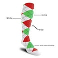 thumbnail image 2 of Golf Knickers Colorful Knee High Argyle Cotton Socks For Men Women and Youth - UUUU: White/Lime/Red - Youth, 2 of 2