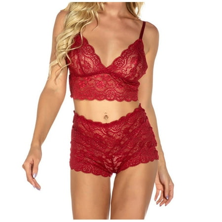 

Underpants Underwear Women Lace Flowers Perspective Brassiere Shorts Pajamas Nightwear Outfit