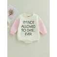 thumbnail image 2 of Baby Girls Romper Long Sleeve Crew Neck Letters Print Contrast Color Autumn Bodysuit for Casual Daily, 2 of 8