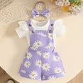 thumbnail image 2 of Splozh Newborn Clothes 3 6 9 12 18 Months Baby Girl Clothes Cute Shorts Outfits Romper Overall Ruffle Outfit,Purple,3-6 Months, 2 of 8