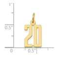 thumbnail image 3 of 14K Yellow Gold Polished Finish Small Size Elongated Shape Number 20 Charm Pendant, 3 of 3
