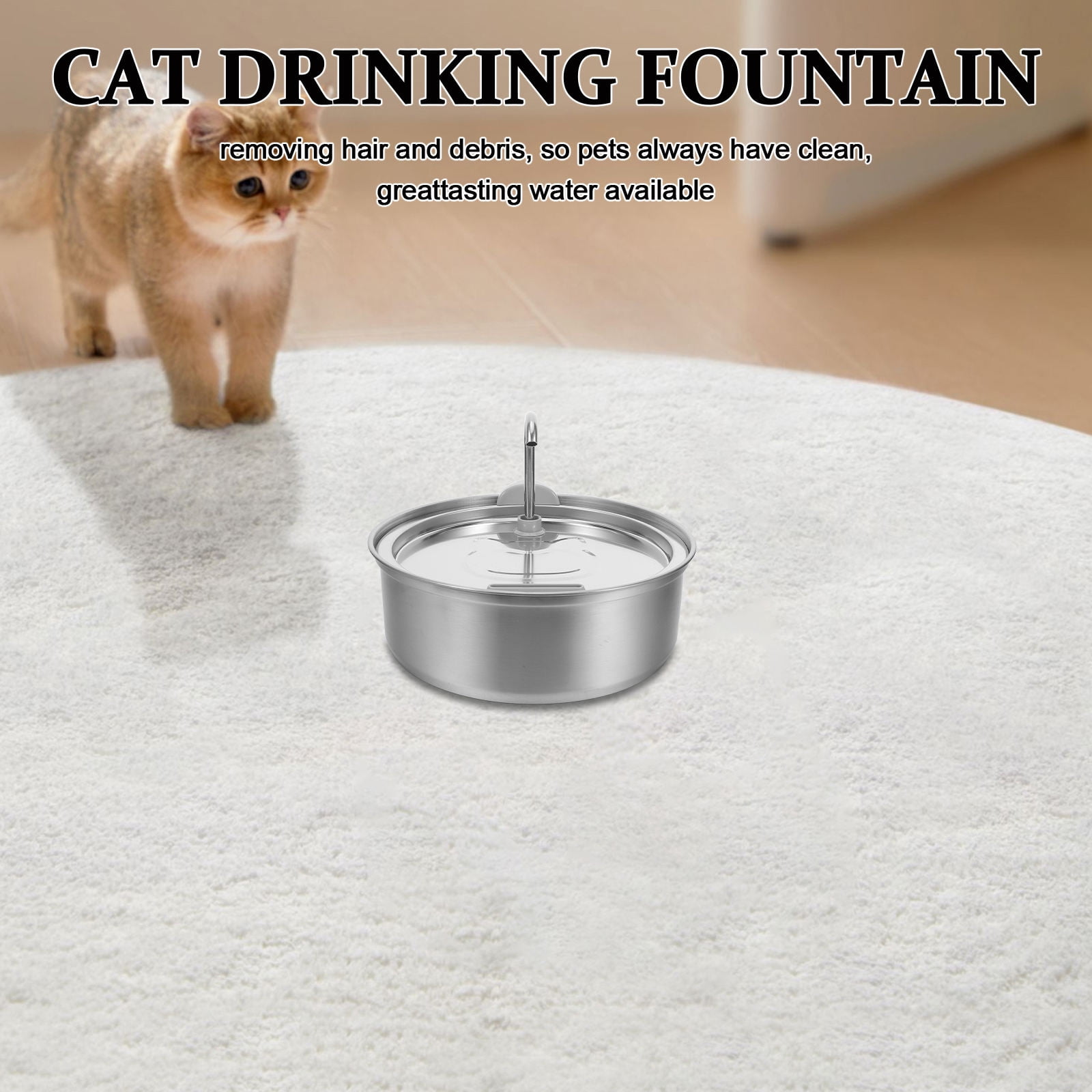 ETHZZLE Metal Cat Water Fountain with Nonstop Circulation Silent Filtered Water Dispenser