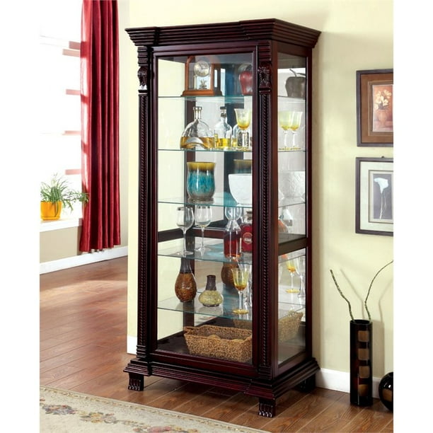 Furniture Of America Lisandro Traditional Glass Door Curio Cabinet In Espresso Com Furniture Of America Lisandro, Tall Curio Cabinet