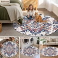 thumbnail image 5 of Round Rugs 7Ft, Boho Navy Blue Round Area Rug Washable Indoor Throw Carpet, Vintage Southwestern Geometric Art Large Non Slip Circle Rug for Dining Room Playroom Home Decor Aesthetic, 5 of 8