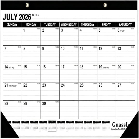 OuMuaMua Desk Calendar, 2026-2027 Academic Calendar 17 x 11.5 in 18-Month Academic Planner Jul 2026 to Dec 2027, Julian Date for Home School Office Daily Organization