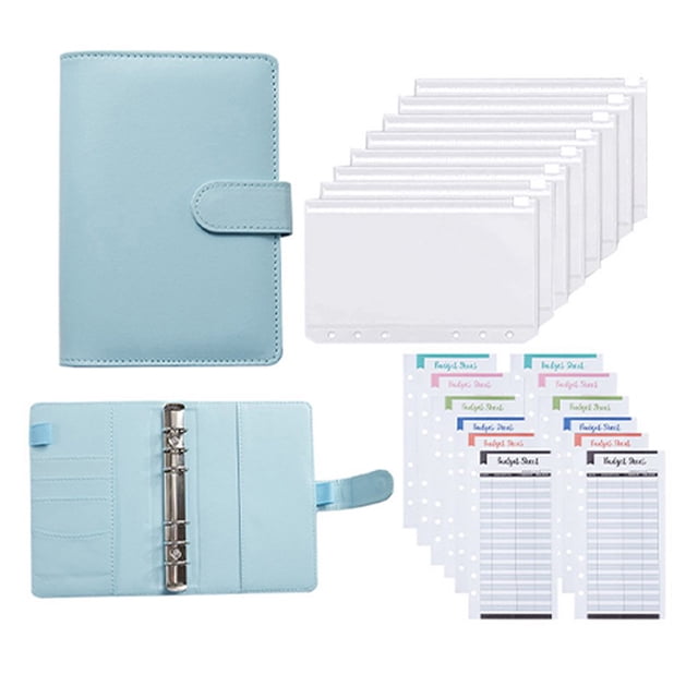 PU Leather Notebook Binder Refillable 6 Ring Binder For A6 Filler Paper Loose Leaf Personal Planner Binder Cover With Cash Envelopes