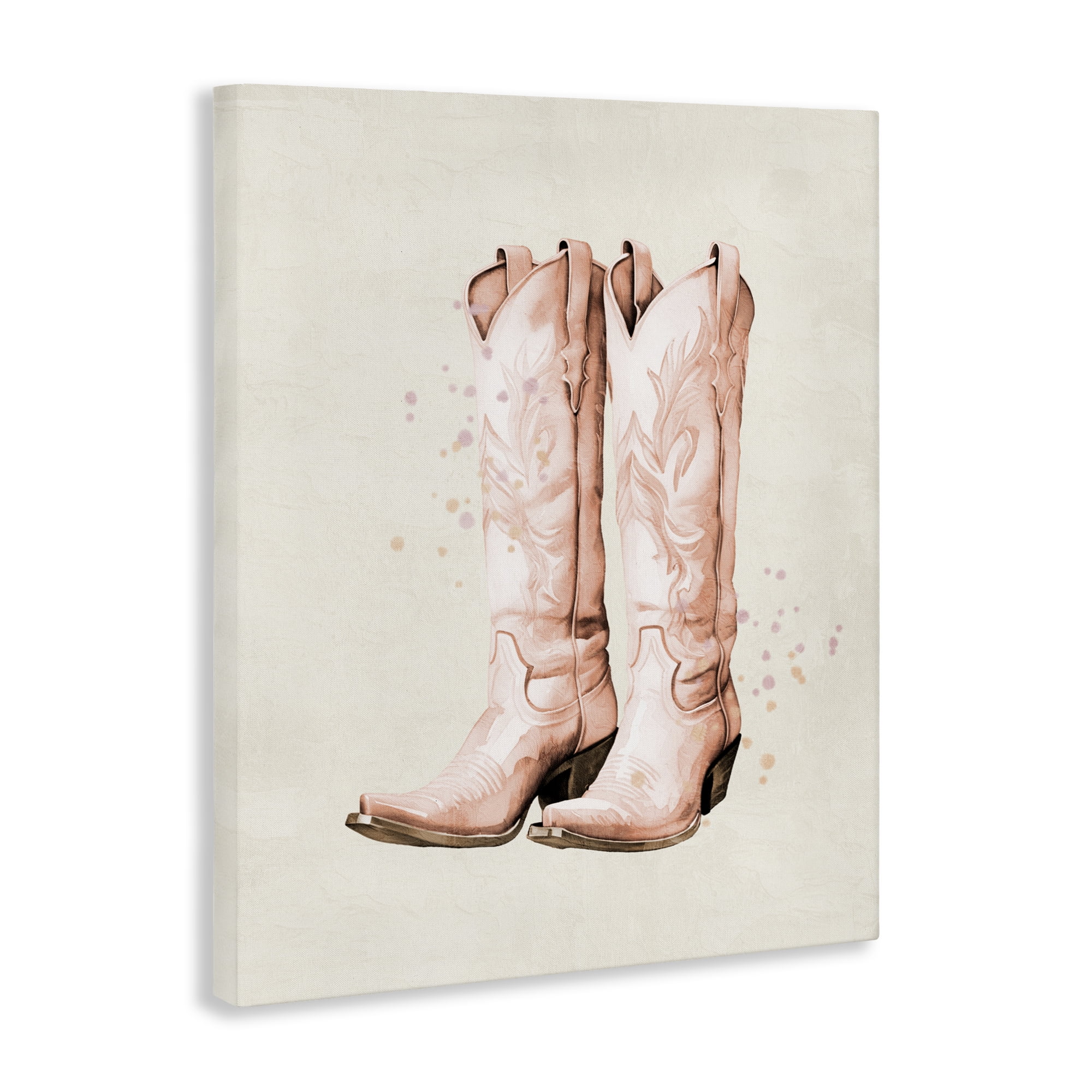 Howdy Cowgirl Pastel Boots Canvas Wall Art, design by Kim Allen