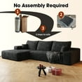 thumbnail image 5 of L-Shape Sectional Sofa with Chaise, 107" Cloud Couch Plush Corduroy Fabric, Modular Deep Seat Sofa, No Assembly Required, Upholstered Furniture for Living Room, Bedroom,Black, 5 of 8