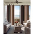 thumbnail image 4 of Brown Black Stripes Blackout Curtains, Light Blocking Print Window Curtains, Farmhouse Vintage Abstract Lines Thermal Insulated Window Drapes for Living Room Kitchen Cafe 2 Panels, 55"W x 39"L, 4 of 9