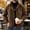Coffee, variant on Fengqque Men's Faux Suede Stand Collar Bomber Jacket Full‑Zip Loose Fit Casual Coat Khaki XL