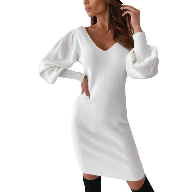 Womens Sexy V Neck Backless Sweater 