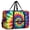 Red and Green Tie Dye Pattern, variant on Pink and Yellow Tie Dye Pattern Foldable Travel Duffel Bag, Under Seat Travel Tote with Front Pocket & Trolley Strap, Foldable Design Gifts for Women Men