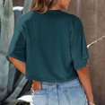 thumbnail image 5 of Women Half Sleeve Cropped T-Shirts Drop Shoulder Round Neck Crop Tops Casual Summer Solid Color Basic Tees, 5 of 8