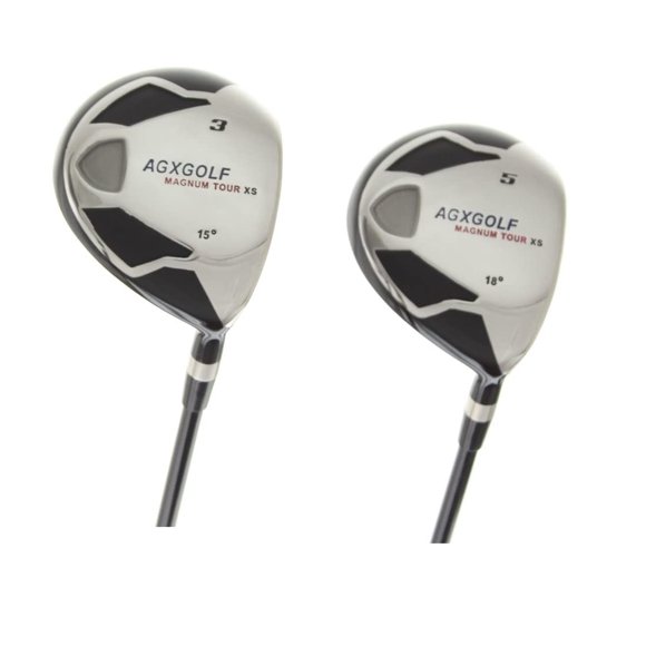 AGXGOLF Magnum XS 3 + 5 Fairway Woods Set: Right Hand Men's Tall (+1 inch) Length, Senior Flex Graphite Shafts + Head Covers; USA Built!