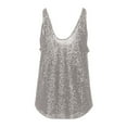 thumbnail image 3 of DuoJiaJ Women's U Neck Sequined Sleeveless Summer Casual Loose Versatile High End Women's Vest Camisole Women's Casual Vest Gray S, 3 of 3