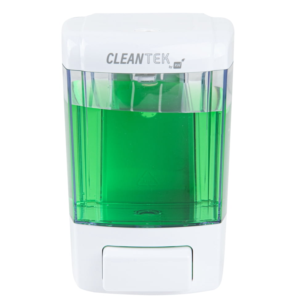 Restaurantware-Clean Tek Professional 23.7 Ounce Manual Soap Dispenser, 1 Wall-Mountable Soap Dispenser - With Security Key, White Plastic Refillable Soap Dispenser, Push Mechanism, Transparent Tank