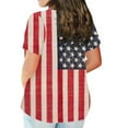 thumbnail image 4 of Patlollav July 4Th Tshirt For Women Plus Size Short Sleeve Tops Stripe Print Oversize Blouses Independence Day Round Neck Tee Shirt, 4 of 6