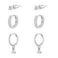 thumbnail image 2 of GOSFRY Silver Plated Hoop Earrings Set for Women Lightweight Small Sterling Hoop Huggie Earrings Multiple Piercing Trendy Jewelry, 2 of 9