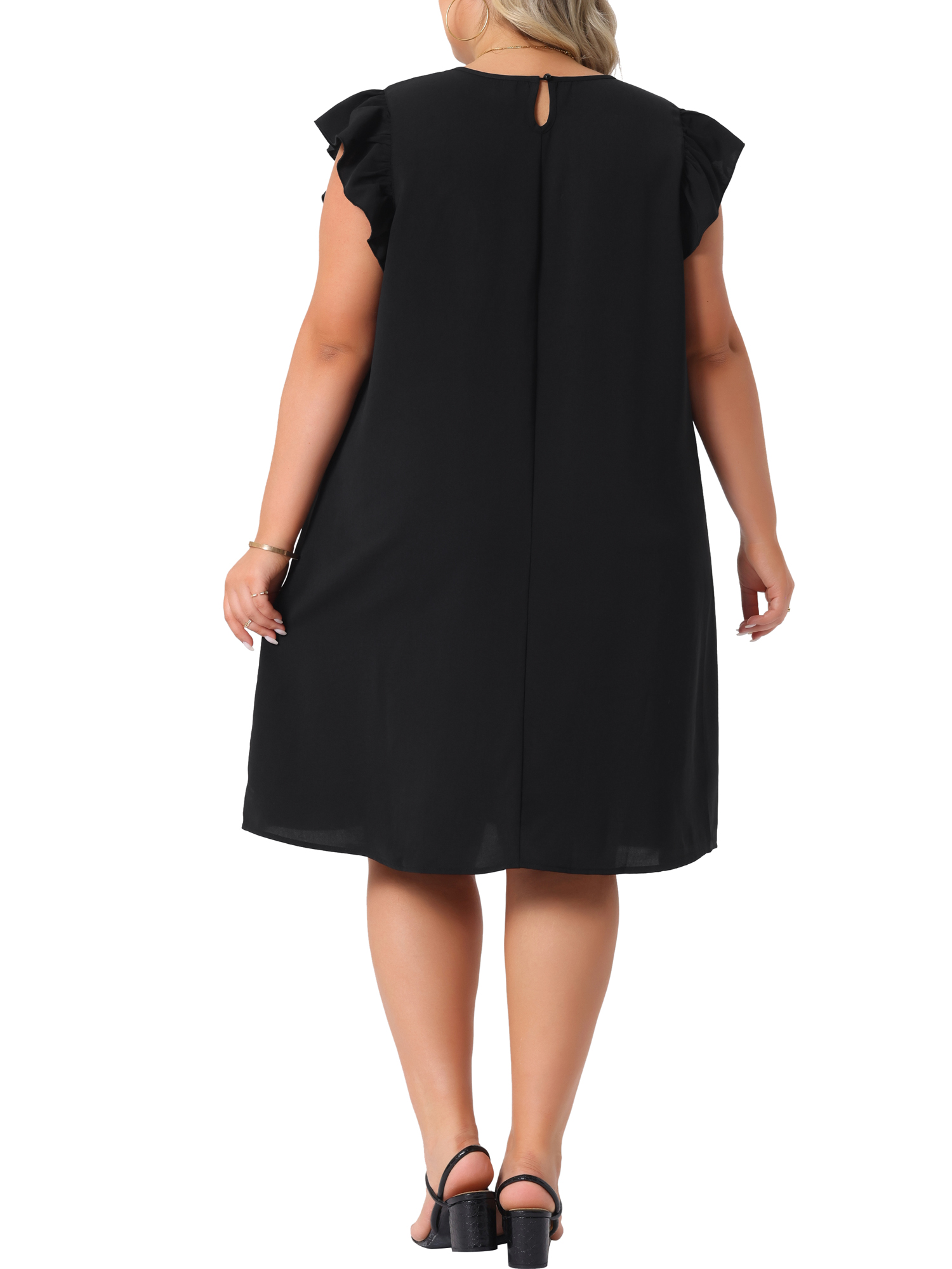 DARING DIVA Plus Size Flare Sleeve Sleeveless Tank Dress 2X Black