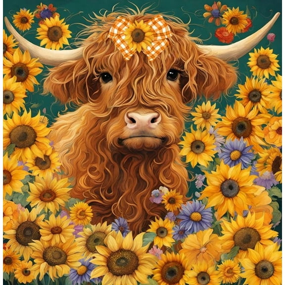 Highland Cow & Sunflowers 50 x 60 Inch Plush Throw Blanket: Farmhouse Rustic Nursery Decor