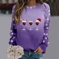 thumbnail image 2 of Gibobby Sudaderas Navideñas para Mujeres Sudadera con cuello redondo y estampado de Navidad para mujer, camisas de entrenamiento de manga larga(Morado,CH), 2 of 4